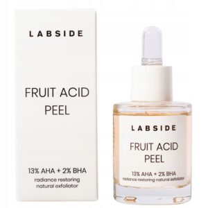 Labside Fruit Acid Peel to peeling do twarzy, który opiera swoje działanie na naturalnych właściwościach kwasów AHA13% + BHA2% i przywraca blask każdej cerze.